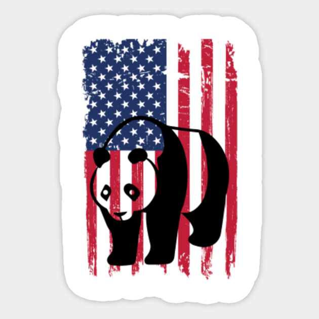 Panda Silhouette American Flag USA Patriotic Panda Sticker TeePublic